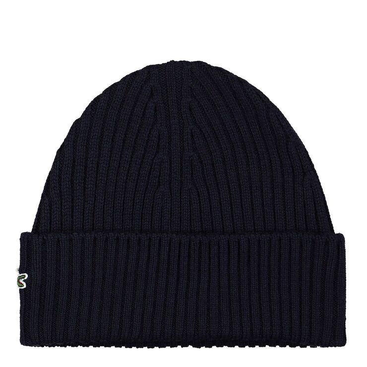 LACOSTE RIB KNIT BRUSHED WOOL BEANIE